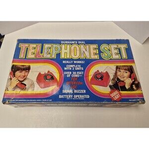 Rare Vintage Durham's Dial Telephone Set toy intercom Phone Not Working